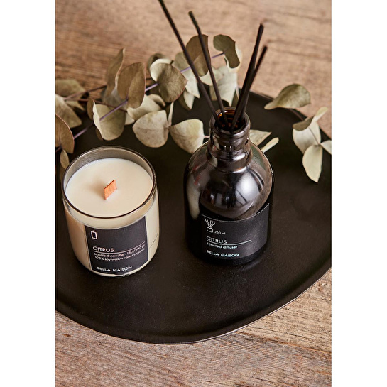 Bella Maison Citrus Ahşap Fitilli Soy Wax Mum Antrasit