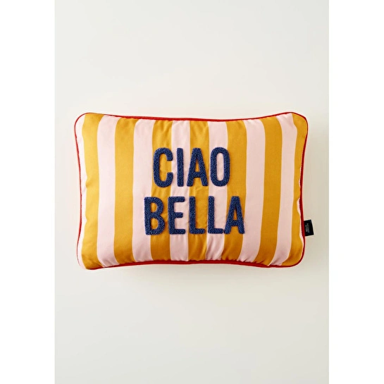 Bella Maison Line Mottolu Punch Nakışlı Kırlent Kılıfı Turuncu (35x50 Cm) Turuncu