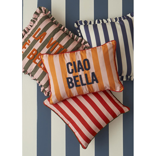 Bella Maison Line Mottolu Punch Nakışlı Kırlent Kılıfı Turuncu (35x50 Cm) Turuncu