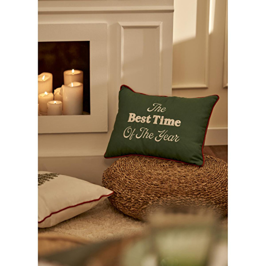 Bella Maison New Year Yılbaşı Kırlent Kılıfı Yeşil (35x50 Cm) Yeşil