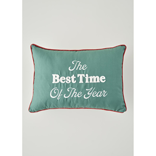 Bella Maison New Year Yılbaşı Kırlent Kılıfı Yeşil (35x50 Cm) Yeşil
