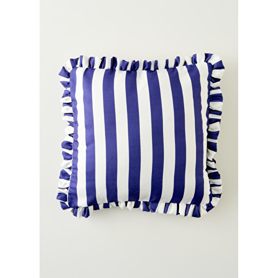 Bella Maison Line Fırfırlı Kırlent Kılıfı Mavi (43x43 Cm) Mavi