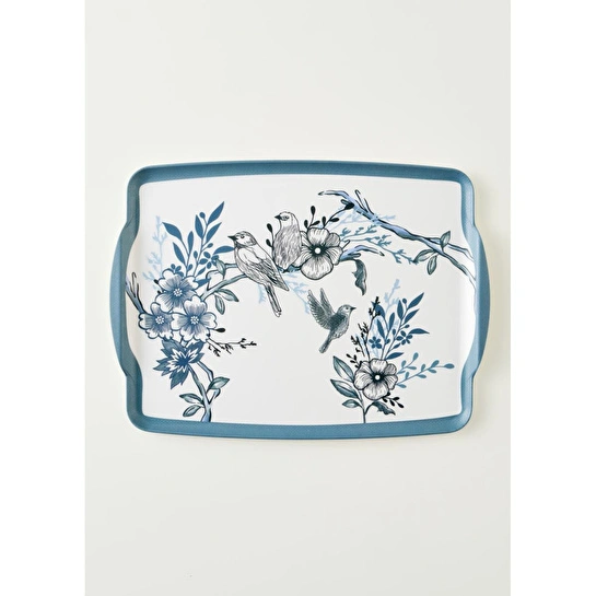 Bella Maison Bleu Blanc Melamin Tepsi Mavi (42x31 Cm) Mavi