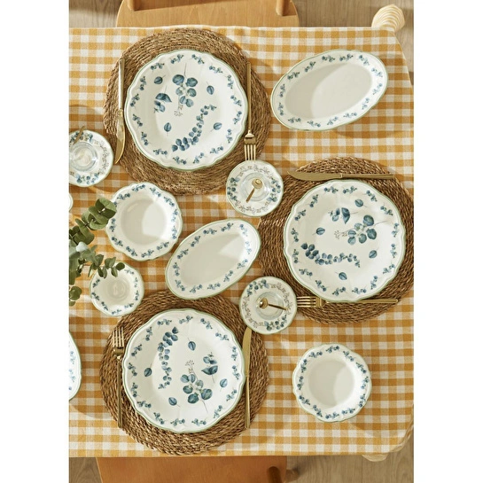 Bella Maison Ocaliptus Stoneware 26 Parça 6 Kişilik Kahvaltı Takımı Yeşil Yeşil