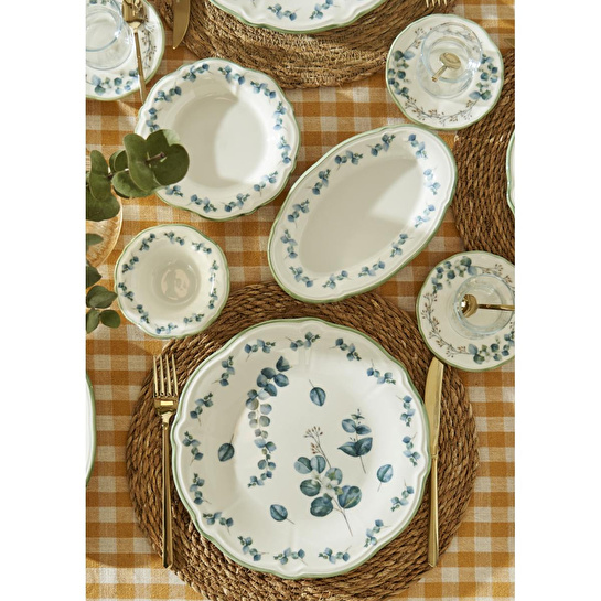 Bella Maison Ocaliptus Stoneware 26 Parça 6 Kişilik Kahvaltı Takımı Yeşil Yeşil
