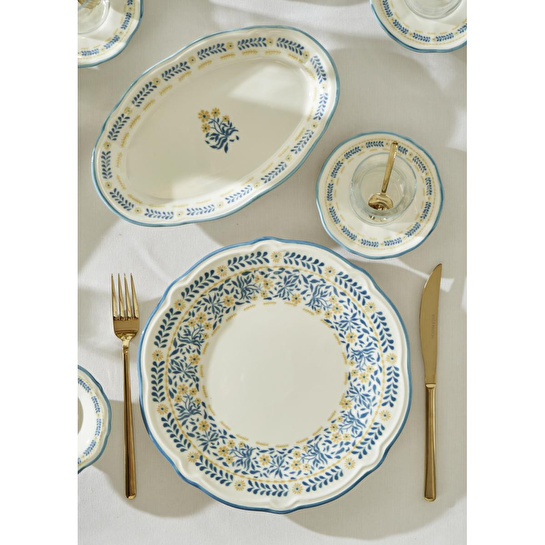 Bella Maison Liana Stoneware 52 Parça 12 Kişilik Kahvaltı Takımı Mavi