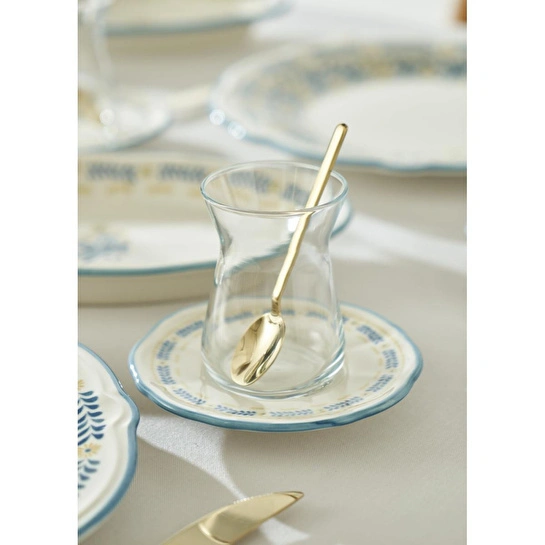 Bella Maison Liana Stoneware 52 Parça 12 Kişilik Kahvaltı Takımı Mavi