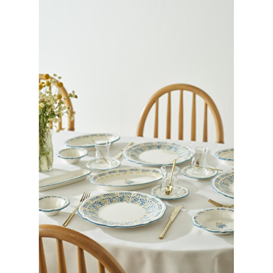 Bella Maison Liana Stoneware 52 Parça 12 Kişilik Kahvaltı Takımı Mavi