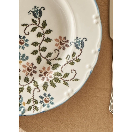 Bella Maison Vintage Porselen 26 Parça 6 Kişilik Kahvaltı Takımı Mavi Mavi