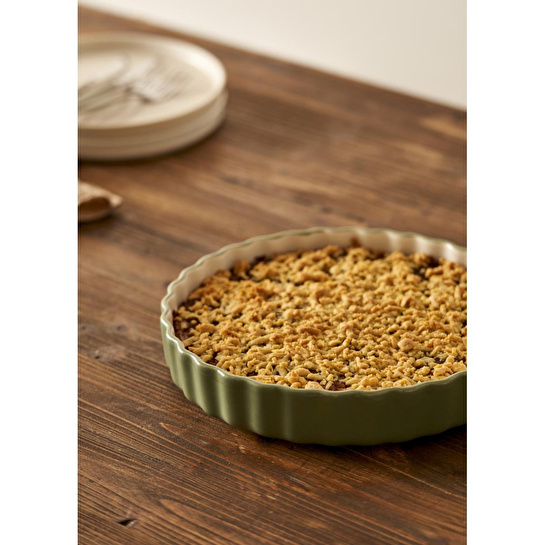 Bella Maison Floral Stoneware Fırın Kabı Beyaz (26x5 Cm) Beyaz