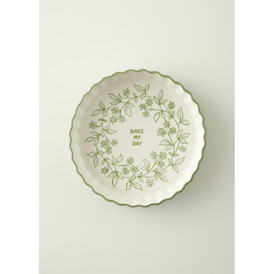 Bella Maison Floral Stoneware Fırın Kabı Beyaz (26x5 Cm) Beyaz