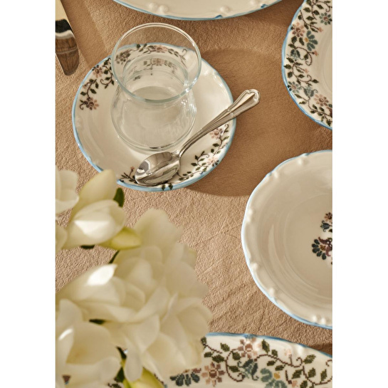Bella Maison Vintage Porselen 52 Parça 12 Kişilik Kahvaltı Takımı Mavi
