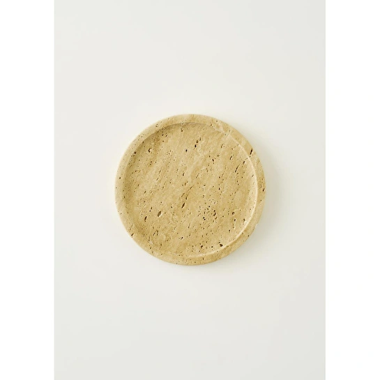 Bella Maison Ephesus Traverten Yuvarlak Dekoratif Tabak Naturel (20x4 Cm) Naturel