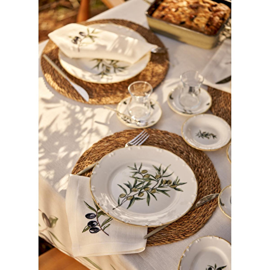Bella Maison Olive Porselen 26 Parça 6 Kişilik Kahvaltı Takımı Yeşil Yeşil