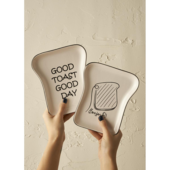 Bella Maison Toast Seramik 8 Parça 2 Kişilik Kahvaltı Takımı Siyah Siyah