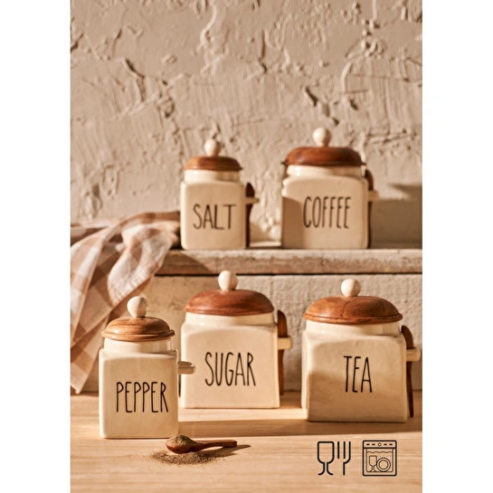 Bella Maison Brev Seramik Kavanoz Krem (800 Ml) Krem