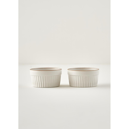 Bella Maison Vislo 2'li Sufle Kabı Seti Beyaz-kahverengi (290 Ml) Beyaz