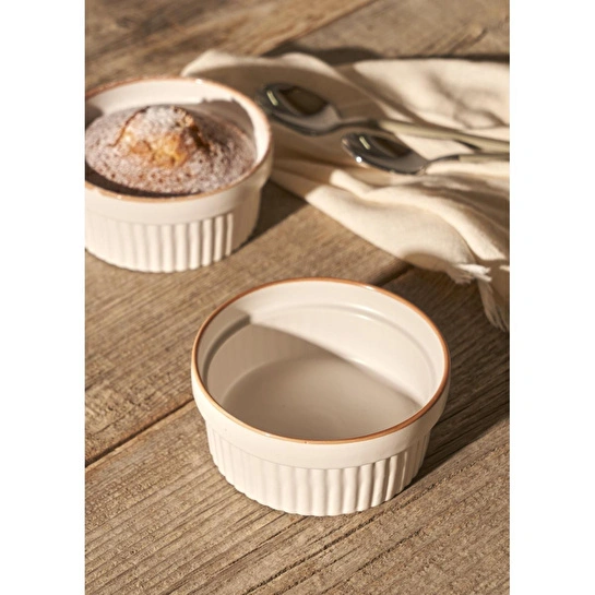 Bella Maison Vislo 2'li Sufle Kabı Seti Beyaz-kahverengi (290 Ml) Beyaz
