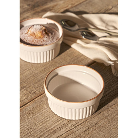 Bella Maison Vislo 2'li Sufle Kabı Seti Beyaz-kahverengi (290 Ml) Beyaz