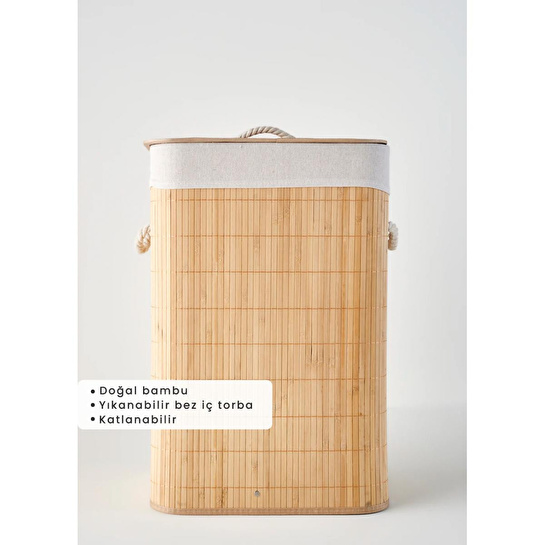 Bella Maison Fonte Bambu Çamaşır Sepeti Naturel (40x30x61 Cm) Naturel
