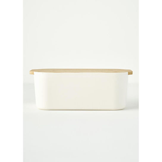 Bella Maison Breed 2in1 Kesme Tahtalı Ekmek Kutusu Krem (33x18,5x12 Cm) Krem