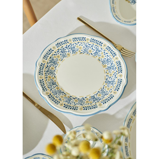 Bella Maison Liana Stoneware 26 Parça 6 Kişilik Kahvaltı Takımı Mavi Mavi