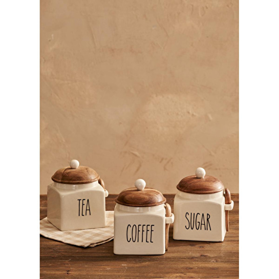 Bella Maison Koffi Seramik Kavanoz Krem (800 Ml) Krem