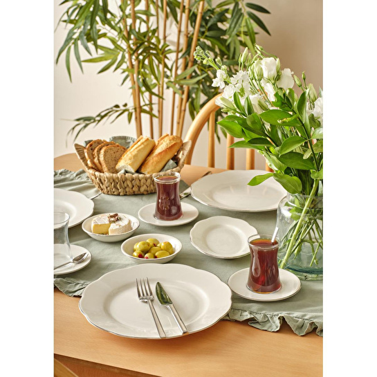 Bella Maison Clover Porselen 26 Parça 6 Kişilik Kahvaltı Takımı Silver Silver