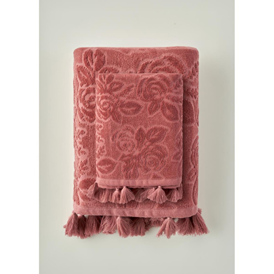 Bella Maison %100 Pamuk Rose Jakarlı El Havlusu Mürdüm (30x50 Cm) Mürdüm