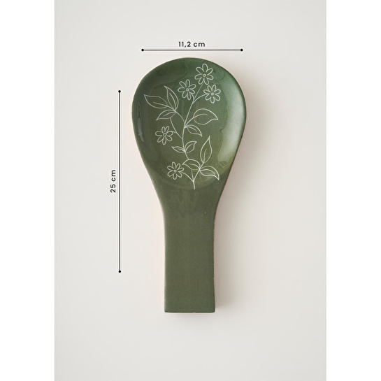Bella Maison Floral Mango Kirli Kaşıklık Yeşil (25x11,2x2 Cm) Yeşil