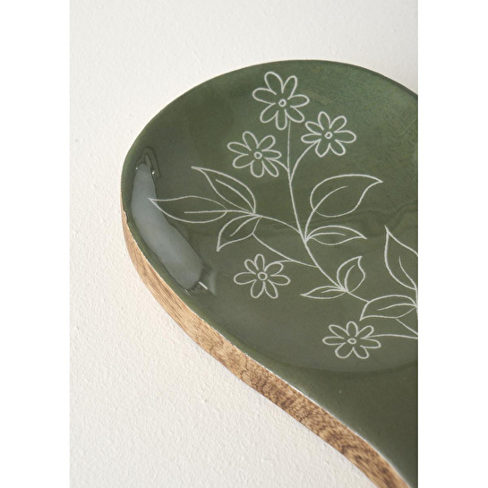 Bella Maison Floral Mango Kirli Kaşıklık Yeşil (25x11,2x2 Cm) Yeşil