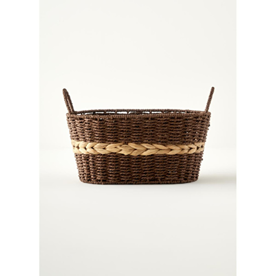 Bella Maison Neroa Kulplu Sepet Naturel (34x28x23 Cm) Naturel