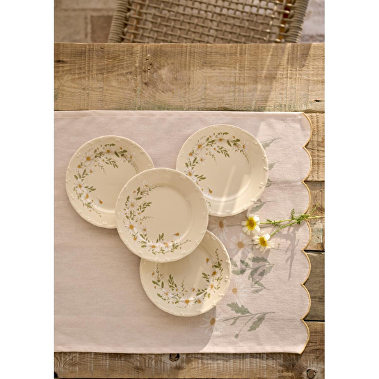 Bella Maison Daisy Scallop Kenar Runner Bej (50x150 Cm) Bej