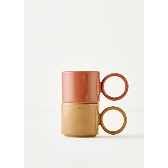 Bella Maison Arcana Seramik Espresso 2'li Set Gülkurusu (180 Cc) Gülkurusu