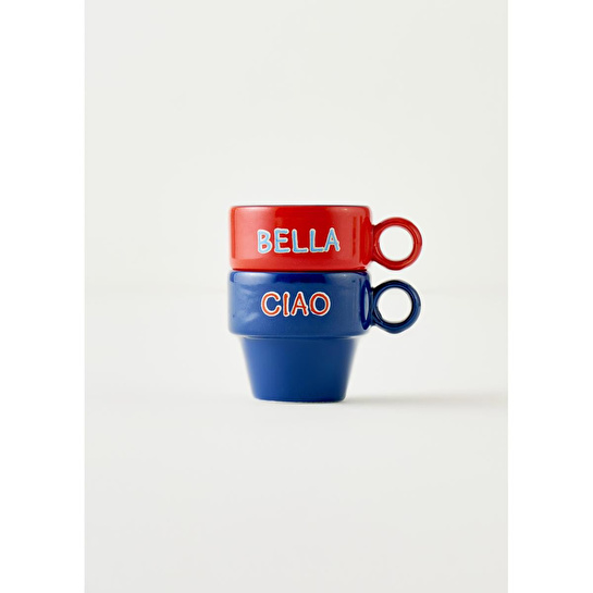 Bella Maison Line Espresso 2'li Seti Mavi-kırmızı (105 Cc) Çok Renkli