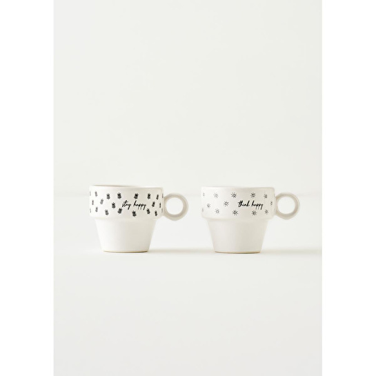 Bella Maison Simple Seramik Espresso 2'li Kahve Fincanı Seti (105 Cc) Çok Renkli