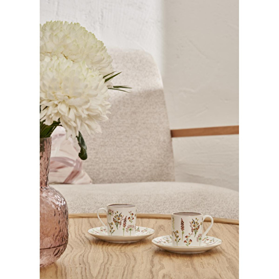 Bella Maison Flores Porselen 2'li Kahve Fincanı Seti (90 Cc) Çok Renkli