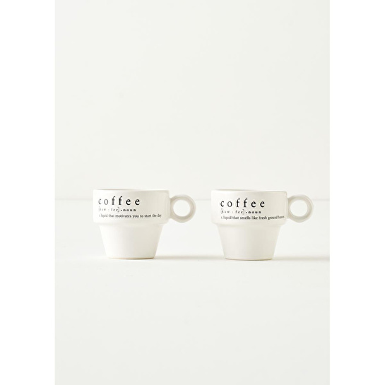 Bella Maison Coffeeaholic Seramik Espresso 2'li Set Siyah (105 Cc) Siyah