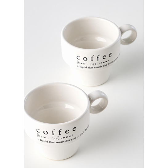 Bella Maison Coffeeaholic Seramik Espresso 2'li Set Siyah (105 Cc) Siyah
