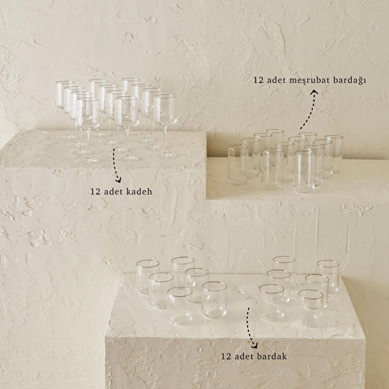 Bella Maison Premium Bardak-kadeh Seti 36'lı Silver
