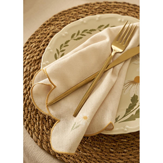 Bella Maison Daisy Scallop Kenar Peçete Bej (40x40 Cm) Bej