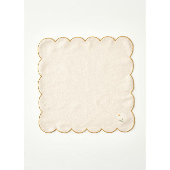Bella Maison Daisy Scallop Kenar Peçete Bej (40x40 Cm) Bej