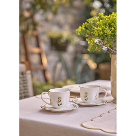 Bella Maison Daisy 2'li Çay Fincanı Seti Krem (200 Cc) Krem