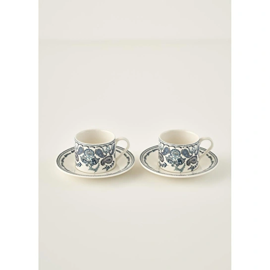 Bella Maison Paisley Porselen 2'li Çay Fincanı Mavi (180 Cc) Mavi