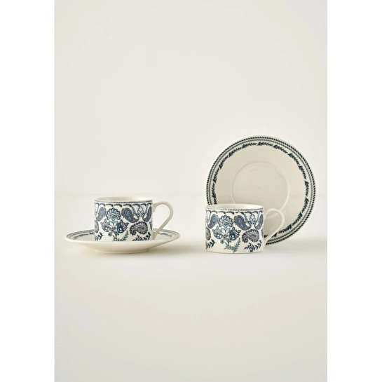Bella Maison Paisley Porselen 2'li Çay Fincanı Mavi (180 Cc) Mavi