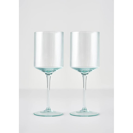 Bella Maison Stripe Kadeh 2'li Yeşil (440 Cc)
