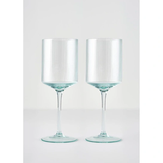 Bella Maison Stripe Kadeh 2'li Yeşil (440 Cc)