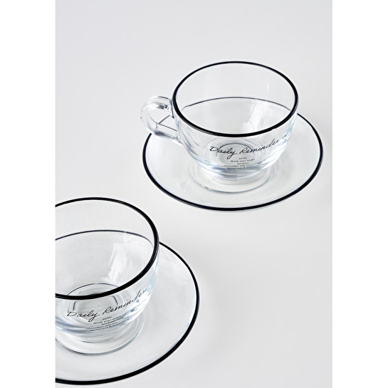 Bella Maison Daily Reminder 2'li Çay Fincan Seti Siyah (240 Cc) Siyah