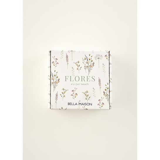 Bella Maison Flores Porselen 6'lı Çay Tabağı Seti (12 Cm) Çok Renkli