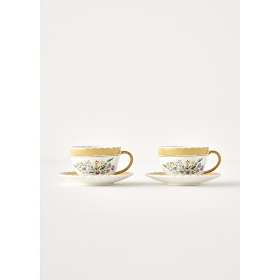 Bella Maison Bianca New Bone 2'li Çay Fincanı Seti (210 Cc) Çok Renkli